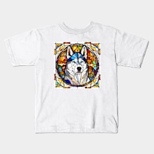 Stained Glass Siberian Husky Kids T-Shirt